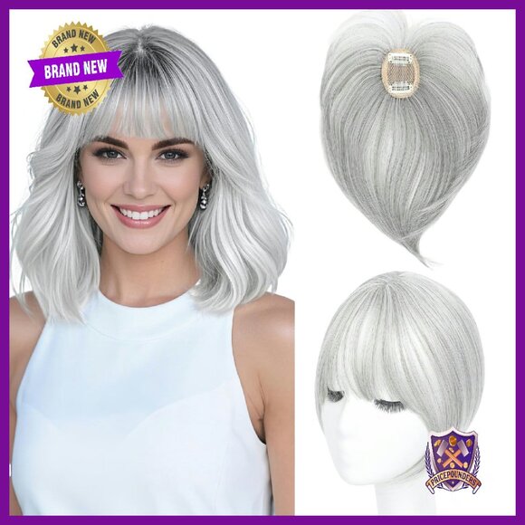 10 Inch Clip-In Hair Topper with Bangs for Thinning Hair Synthetic Fiber